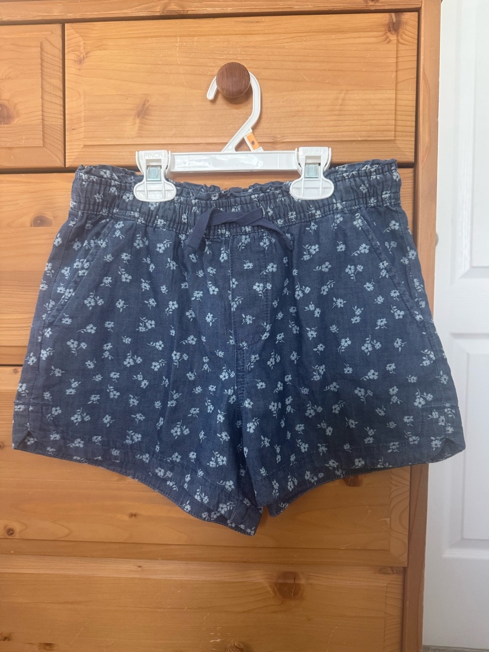 Gap Girls  Floral Easy Denim Drawstring Shorts - Navy